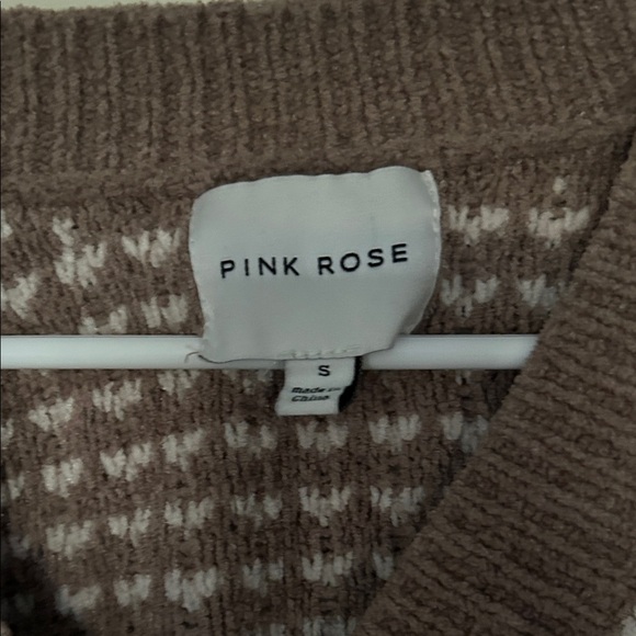 Pink Rose Brown and Cream Houndstooth Cardigan - Picture 3 of 3